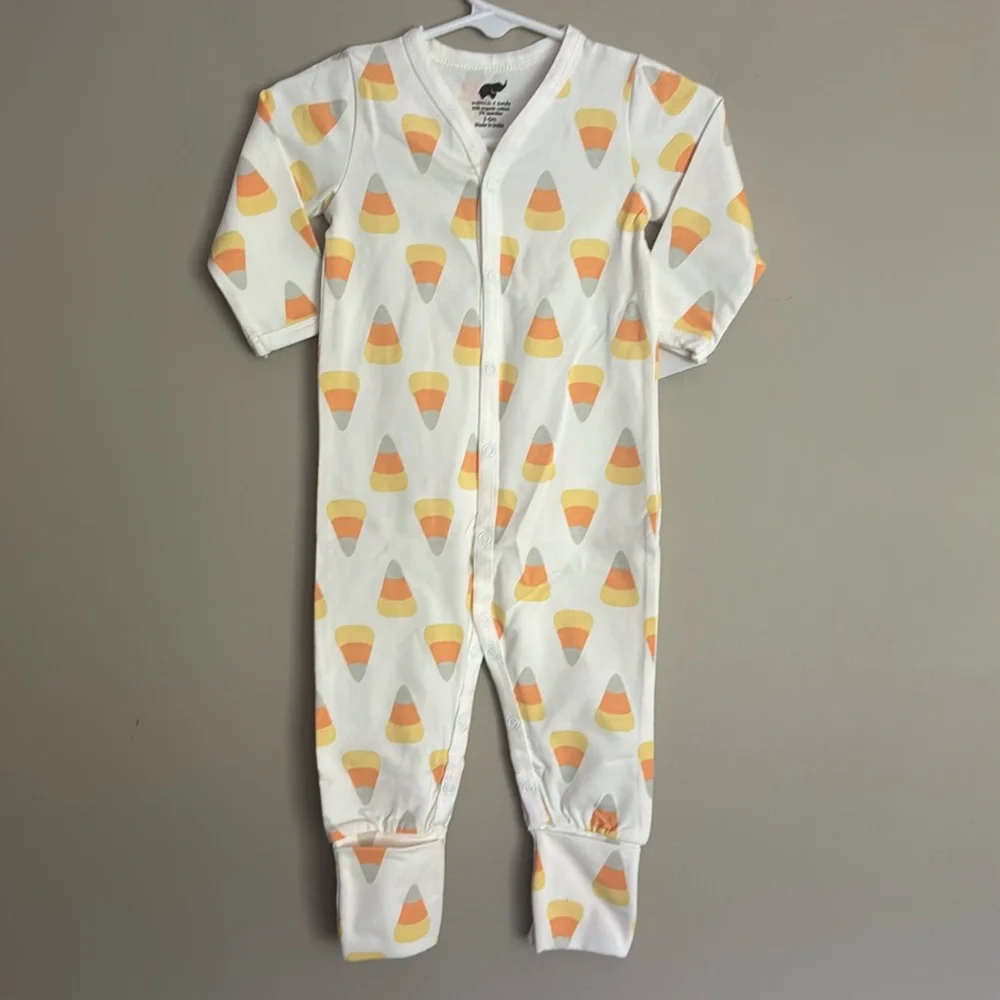 NWT- Monica and Andy Organic Cotton Baby Pajamas Candy Corn